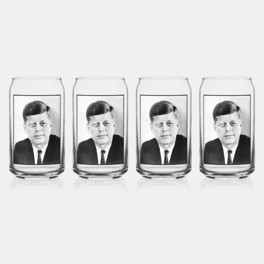 John Jack Kennedy President Witte Huis Blikvorm Glas (Voorkant)