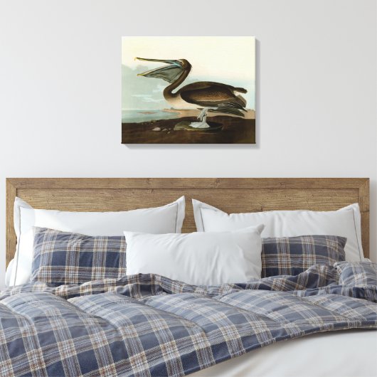 John James Audubon Brown Pelican Artwork schildere Canvas Afdruk (Insitu (Slaapkamer))