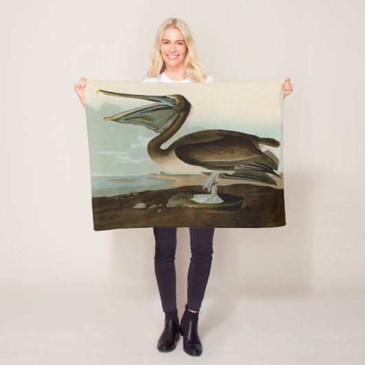 John James Audubon Brown Pelican Artwork schildere Fleece Deken (In situ)