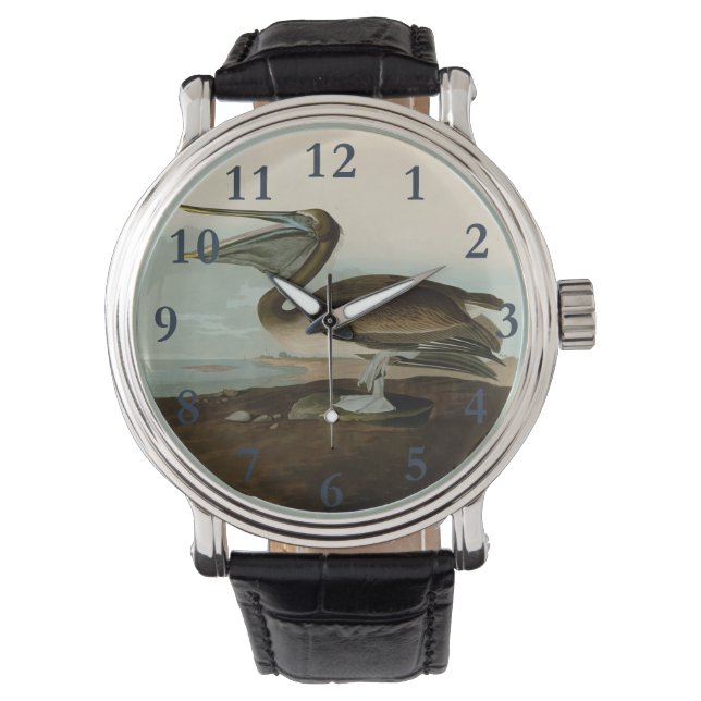 John James Audubon Brown Pelican Artwork schildere Horloge (Voorkant)