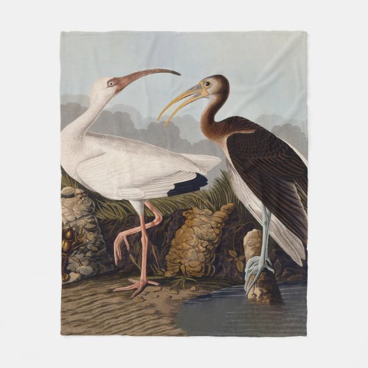 John James Audubon White Ibis Bird Print Classic Fleece Deken (Voorkant)