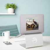 John James Audubon Witte Ibis Vogelprint Klassieke Sticker (Laptop op bureau)