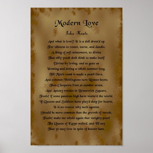 John Keats, moderne liefde Poster (Voorkant)