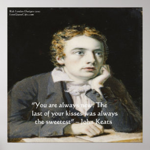 John Keats "Verse Kussen" Liefdescitaat Poster
