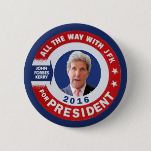 John Kerry voor President 2016 Ronde Button 5,7 Cm