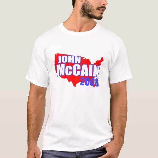 John McCain Red America 2008 T-shirt (Voorkant)