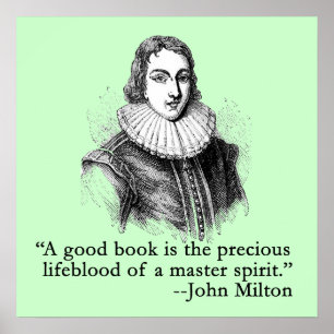 John Milton Portrait et Citation Poster