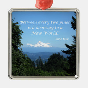 John Muir: "Tussen de twee pijnbomen is een deur" Metalen Ornament