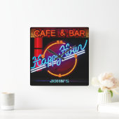 JOHN - Name Neon Sign Bar Mancave Den Clock Fun Vierkante Klok (Huis)