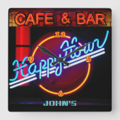 JOHN - Name Neon Sign Bar Mancave Den Clock Fun Vierkante Klok (Voorkant)