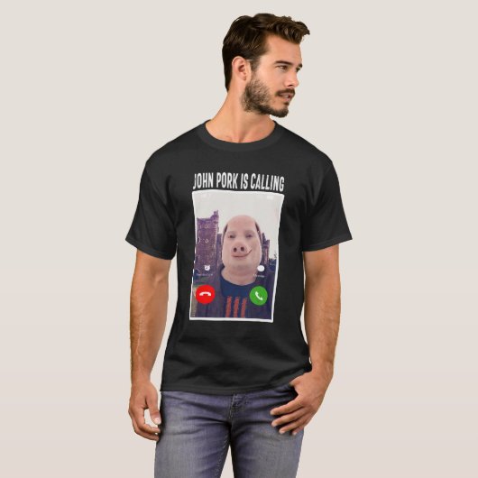 John Pork Answer Call Phone T-shirt (Voorkant volledig)