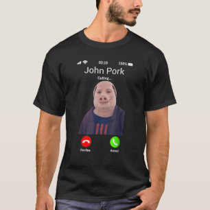 John Pork noemt grap grappige meme grafische Manne T-shirt