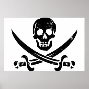 John Rackham (Calico Jack) Pirate Flag Jolly Roger Poster