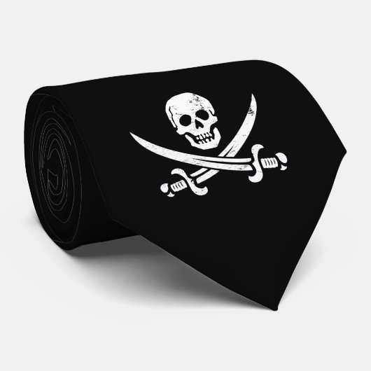 John Rackham (Calico Jack) Pirate Flag Jolly Roger Stropdas (Opgerold)