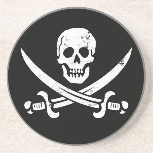 John Rackham (Calico Jack) Pirate Flag Jolly Roger Zandsteen Onderzetter