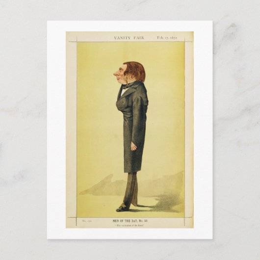 John Ruskin (1819-1900), karikatuur van Cecioni vo Briefkaart (Voorkant)