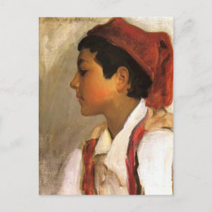 John Sargent-hoofd van een Neapolitaanse jongen in Briefkaart