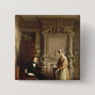 John Sheepshanks en zijn dienstmeisje Vierkante Button 5,1 Cm