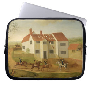 John Sidey en zijn honden in een vuurhuis bij Hadl Laptop Sleeve