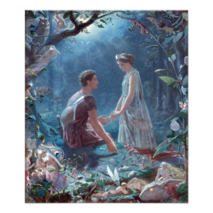John Simmons Hermia en Lysander A Midzomernacht Foto Afdruk