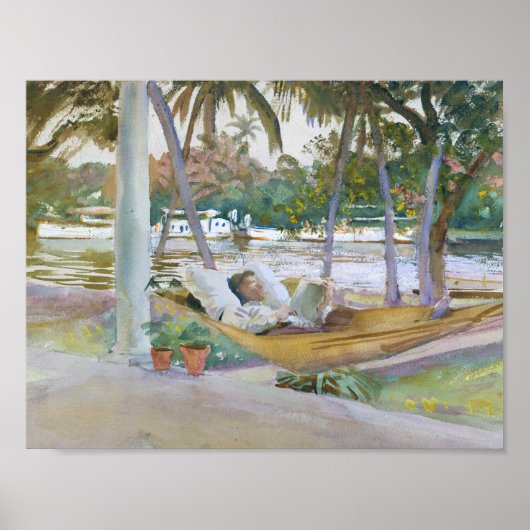 John Singer Sargent - Afbeelding in Hammock, Flori Poster (Voorkant)