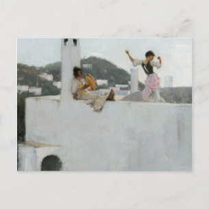 John Singer Sargent - Capri Girl op een dak Feestdagenkaart
