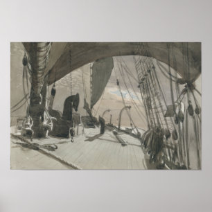 John Singer Sargent - Deck of Ship in Moonlight Poster
