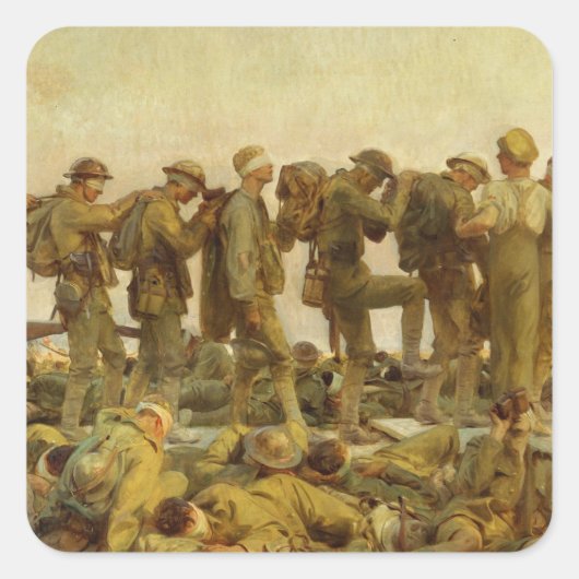 John Singer Sargent - Gassed Vierkante Sticker (Voorkant)