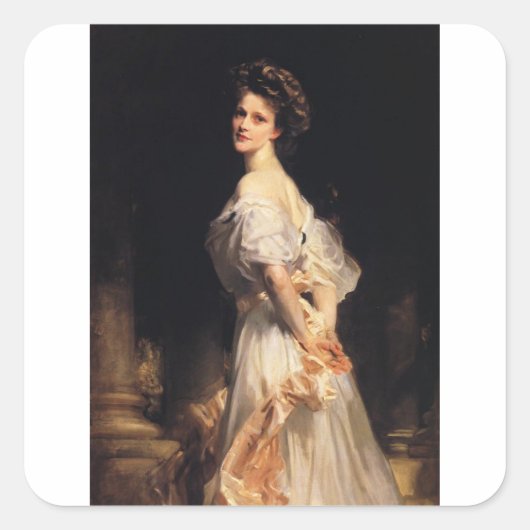 John Singer Sargent - Nancy Astor - Fine Art Vierkante Sticker (Voorkant)