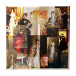 John Singer Sargent Portrait Collage Red en Black Tegeltje