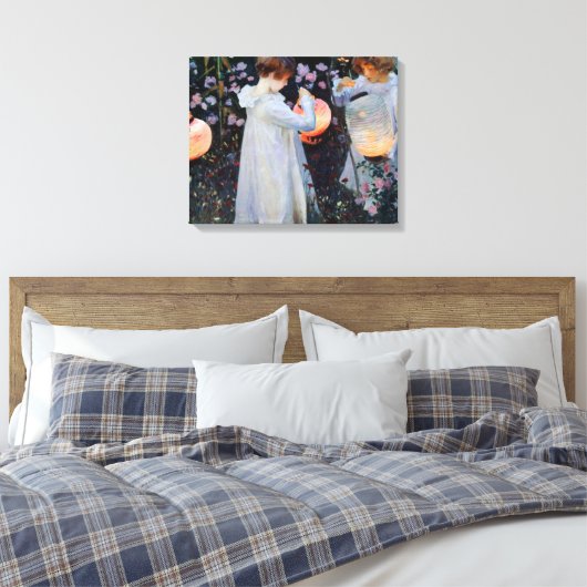 John Singer Sargent's anjer, Lily, Lily, Roos Canvas Afdruk (Insitu (Slaapkamer))