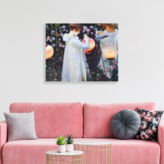 John Singer Sargent's anjer, Lily, Lily, Roos Canvas Afdruk (Insitu (Woonkamer))