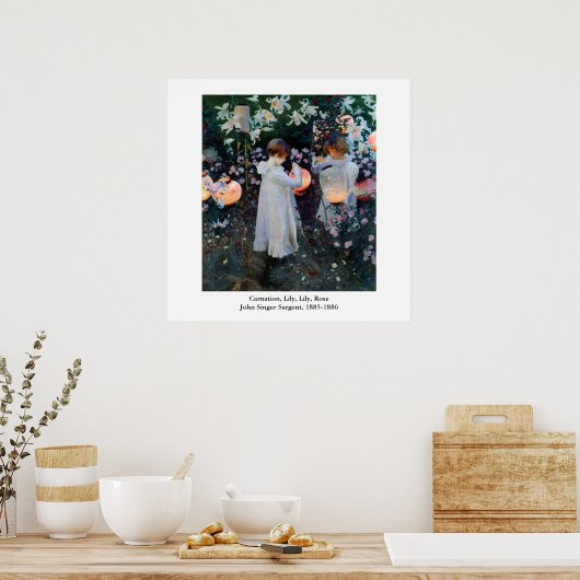 John Singer Sargent's anjer, Lily, Lily, Roos Poster (Keuken)