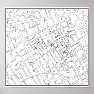 John Snow: Cholera Map of London, 1854 Poster