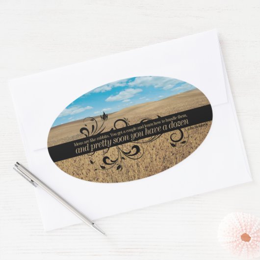 John Steinbeck Inspirerend Quote "Ideeën" Ovale Sticker (Envelop)