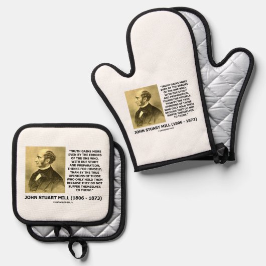 John Stuart Mill Truth verzamelt meer offerte Ovenwant & Pannenlap Set (Voorkant / Achterkant)