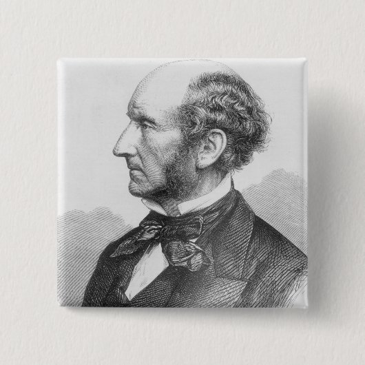 John Stuart Mill Vierkante Button 5,1 Cm (Voorkant)