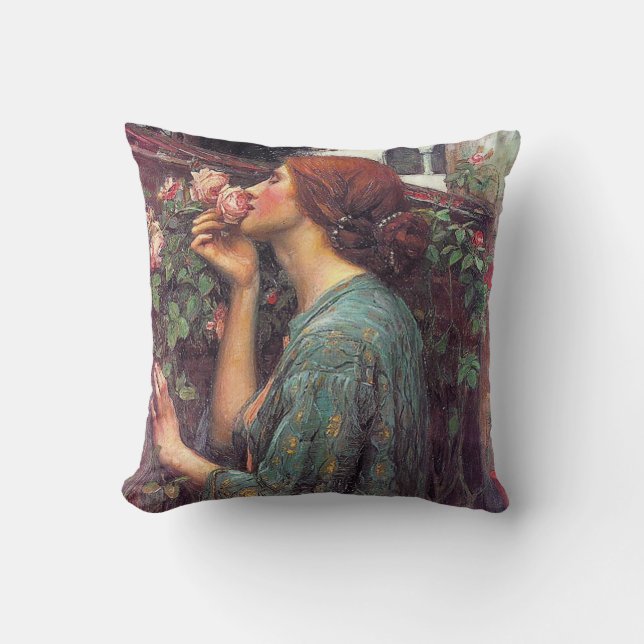 John W. Waterhouse Pre-Raphaelite Roos Pillow Kussen (Voorkant)