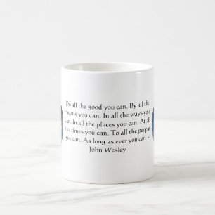 John Wesley Living Quote met Blue Sky Clouds Koffiemok
