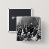 John Wesley preaching Vierkante Button 5,1 Cm (Voorkant /achterkant)