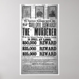 John Wilkes Booth Gezocht Poster