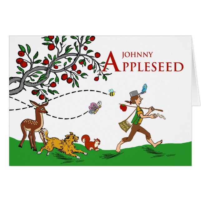 Johnny Appleseed Day Dieren en Apple Tree Scene (Voorkant Horizontaal)