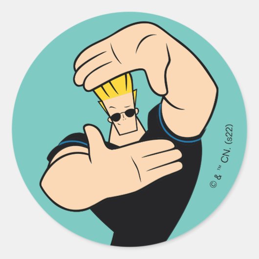 Johnny Bravo Afbeelding Lijst Pose Ronde Sticker (Voorkant)