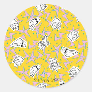 Johnny Bravo Characters Pattern Ronde Sticker