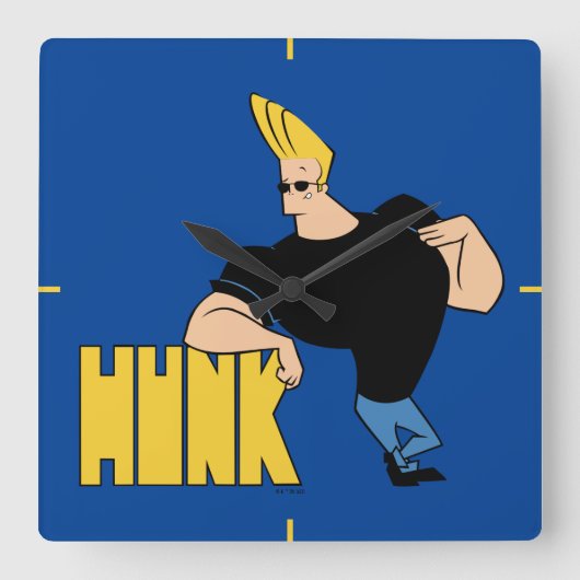 Johnny Bravo - Hunk Vierkante Klok (Voorkant)