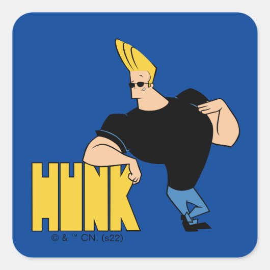 Johnny Bravo - Hunk Vierkante Sticker (Voorkant)