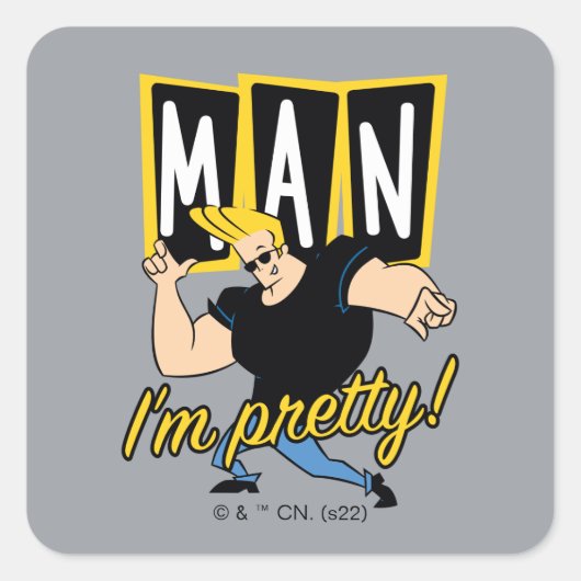 Johnny Bravo - Man dat ik  ben Vierkante Sticker (Voorkant)