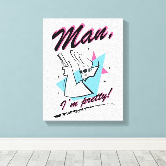 Johnny Bravo - Man ik ben  Retro Graphic Canvas Afdruk (Insitu (Houten vloer))