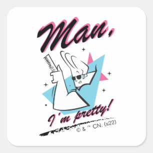 Johnny Bravo - Man ik ben  Retro Graphic Vierkante Sticker