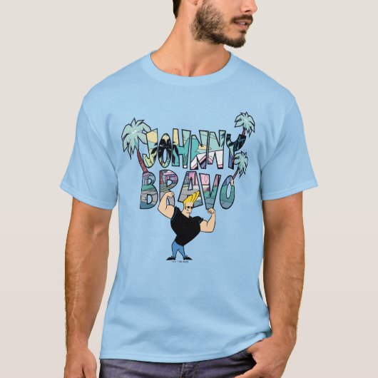Johnny Bravo Palm Naam T-shirt (Voorkant)